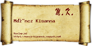 Müncz Kisanna névjegykártya